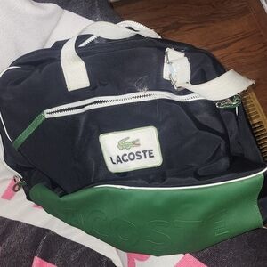 Lacoste Black and Green Duffel Bag